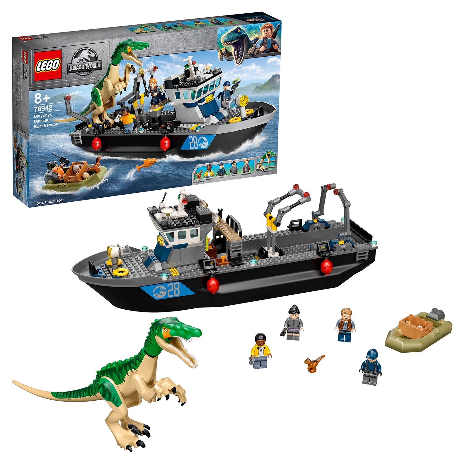 Конструктор LEGO JURASSIC WORLD Побег барионикса на катере 76942