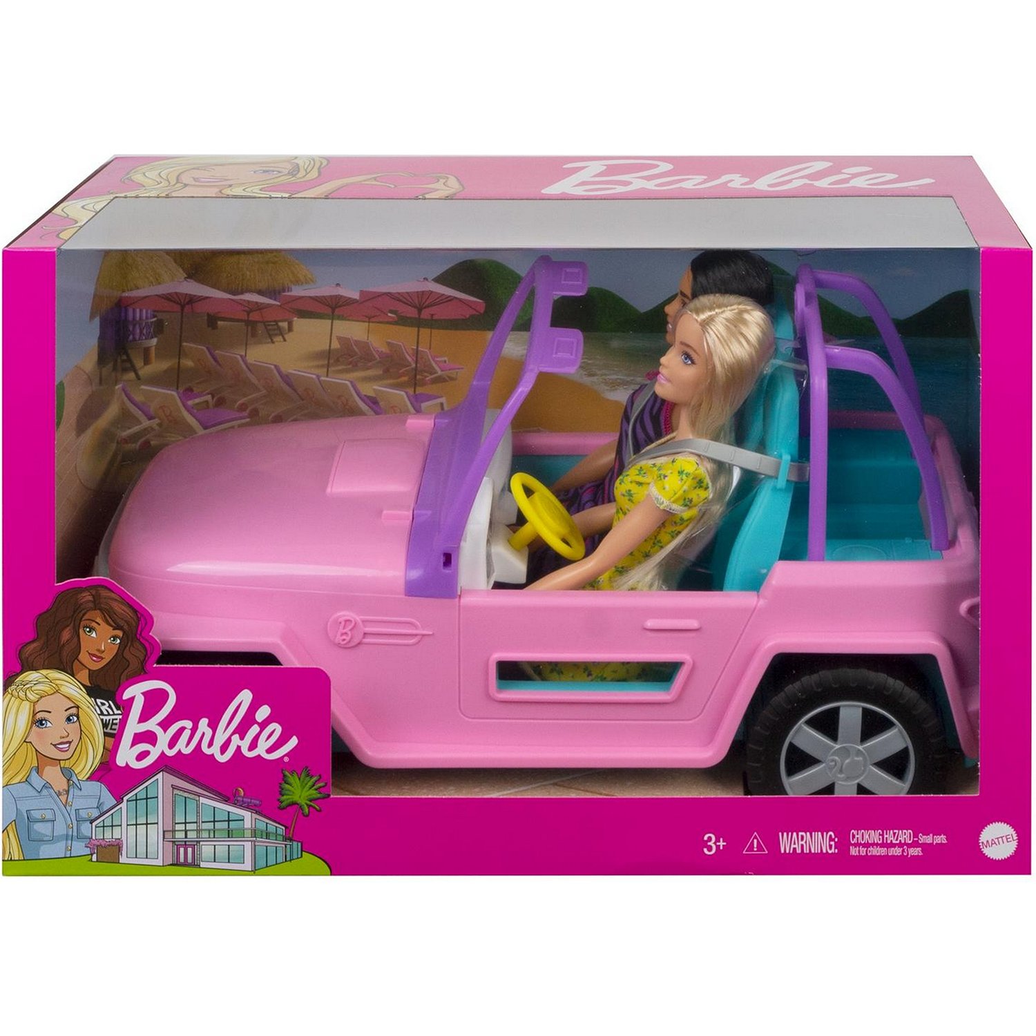 Кукла Mattel Barbie Кукла Барби с подругой на машине джипе розовом GVK02 –  Интернет-магазин Юные таланты