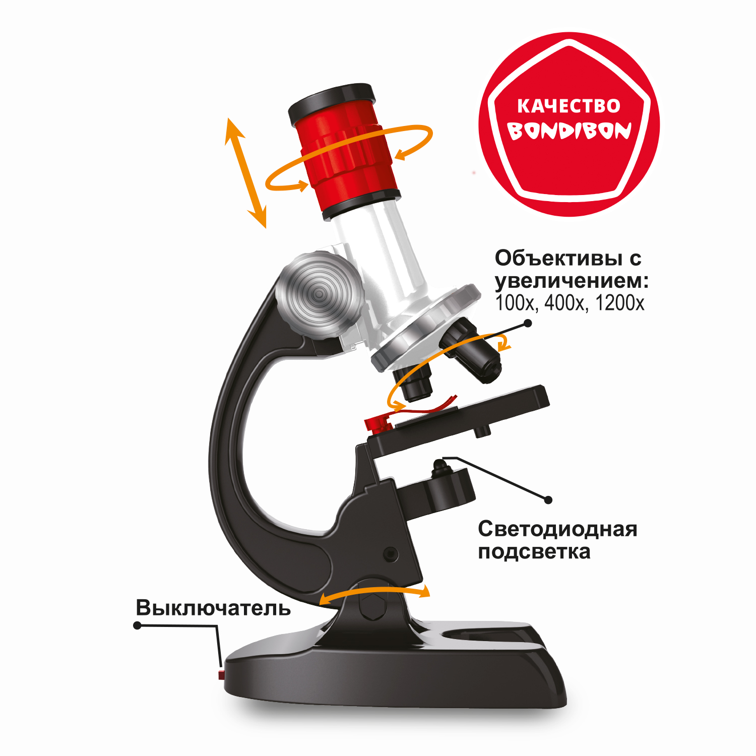 Французские опыты Науки с Буки BONDIBON Микроскоп 100х 400х 1200х ВВ5654 –  Интернет-магазин Юные таланты